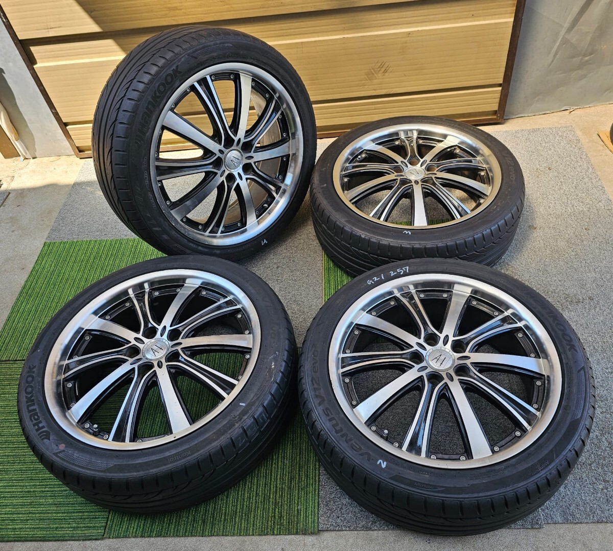 中古 ANHELOアルミホイール19インチ7.5J 114.3/5H ET55タイヤ付き4本セットハンコック VENTUS V12 EVO2 225/45R19 オデッセイ エリシオン拍卖