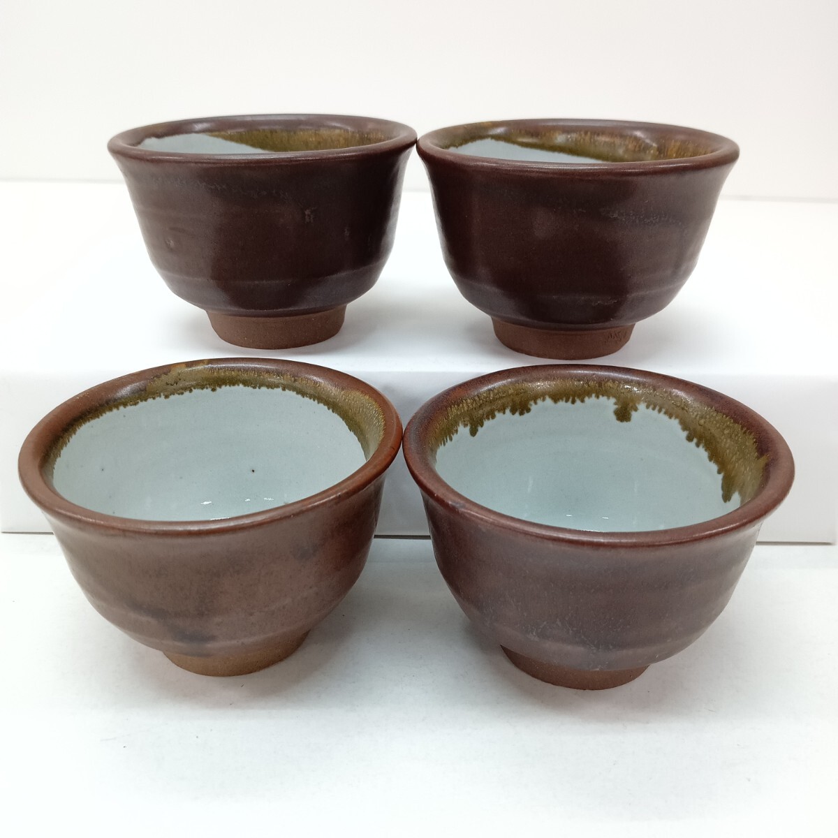 T40 黒薩摩焼 吟松窯 酒器 ぐい呑み 猪口 お猪口 4点セット まとめて 陶器 食器 和食器拍卖