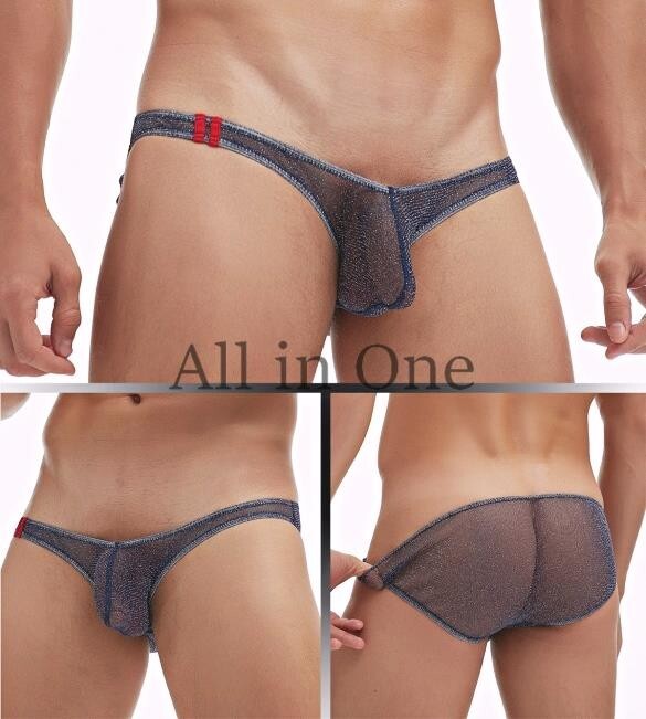 183-142-5 メンズ メタリックメッシュ ブリーフタイプ【ネイビー,M】男性 下着 セクシー ショーツ パンツ インナー アンダーウェア .2拍卖