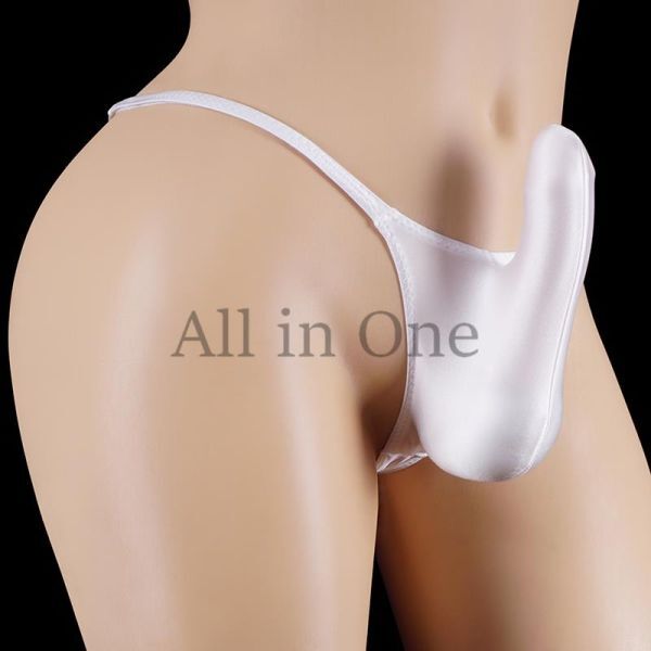 183-61-27 高品質 高光沢 シルキー 上向きペニス パンツ【ホワイト,L】メンズ 下着 光沢 Gストリング ブリーフ インナー セクシー .2拍卖