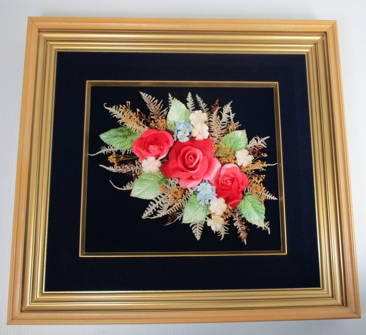 E-46 花モチーフ 立体 額入 薔薇 バラ 壁掛け拍卖