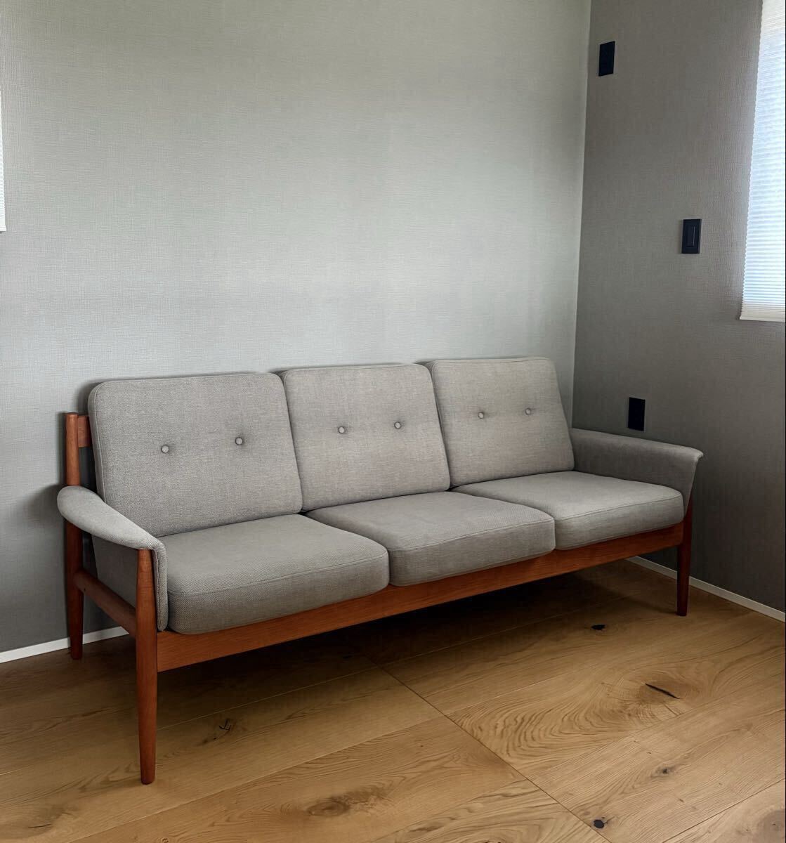 デンマーク France&Son グレーテ ヤルク 3人掛 ソファ チーク Grete Jalk 北欧 ヴィンテージ (検索) ウェグナー 拍卖