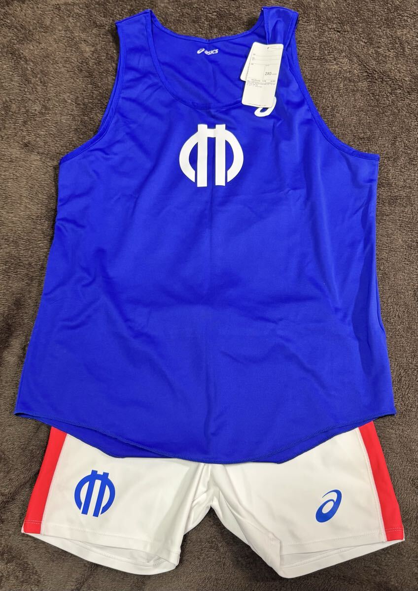 順天堂大学 ユニフォーム ランシャツ ランパン 2XOサイズ 箱根駅伝 陸上部 ASICS拍卖