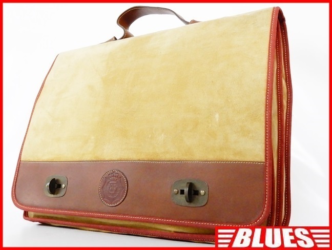 即決★BF★オールレザービジネスバッグ ビーエフ メンズ 茶 ベージュ 本革 スエード 本皮 ブリーフケース 出張かばん カバン 鞄 出張 書類拍卖