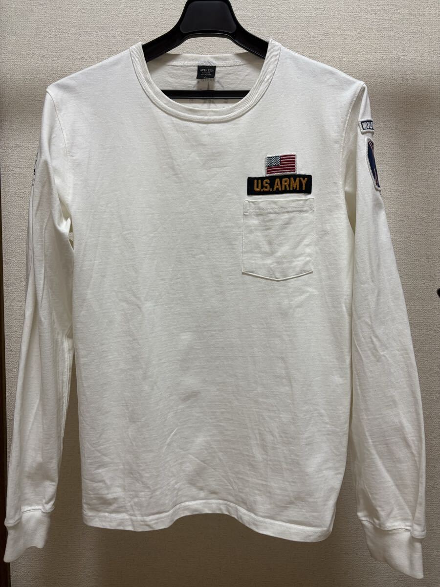 【美品】 AVIREX アヴィレックス/ロンT/US.ARMY/メンズ/Lサイズ/ホワイト拍卖