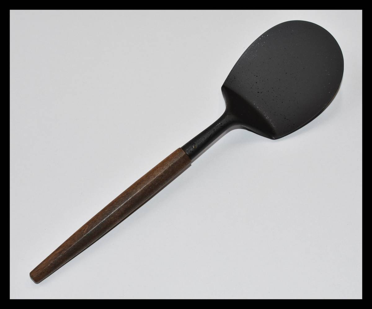 ▲楠廸庵▲炉用灰匙 サビ色仕上 茶道具拍卖