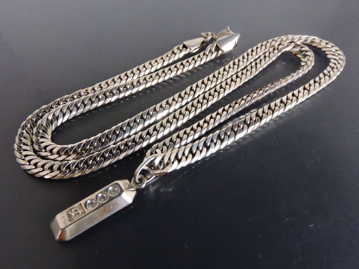 正規品 Leda レダシルマ ゲルマニウム ダイヤモンド 0.10ct ネックレス バーペンダント 6面カット喜平チェーン 約55.5㎝拍卖