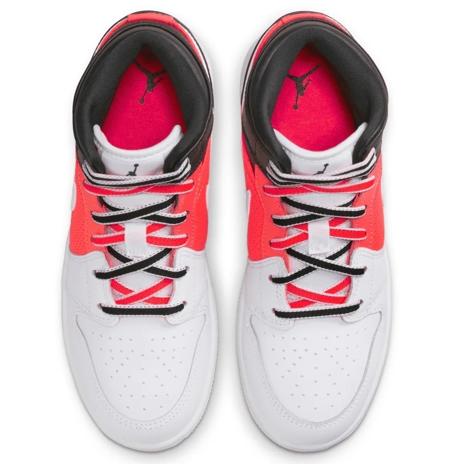 ■ナイキ エア ジョーダン 1 ミッド SE GS ブラック/ホワイト/インフラレッド 23.0cm US4Y NIKE AIR JORDAN 1 MID SE GS FB4417-016拍卖