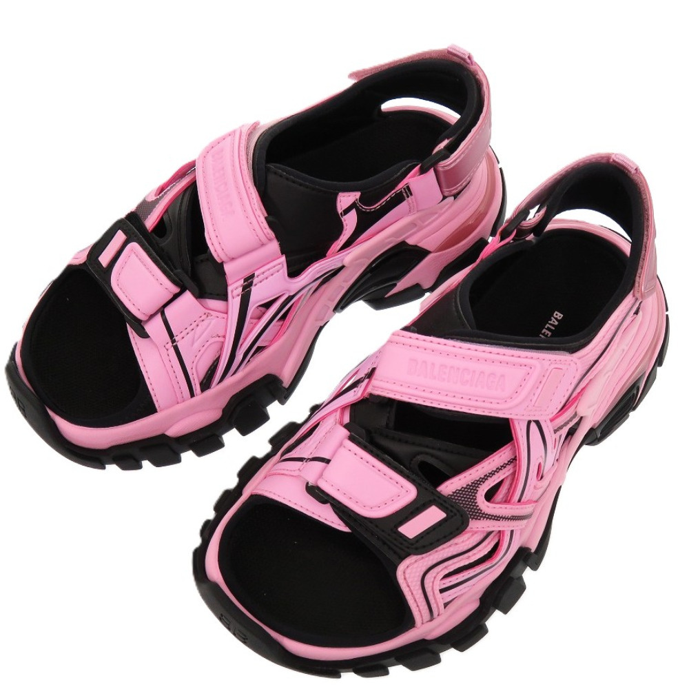未使用品 バレンシアガ MULTIC SANDAL 617543 ラバー ファブリック ピンク サンダル 0542 BALENCIAGA拍卖
