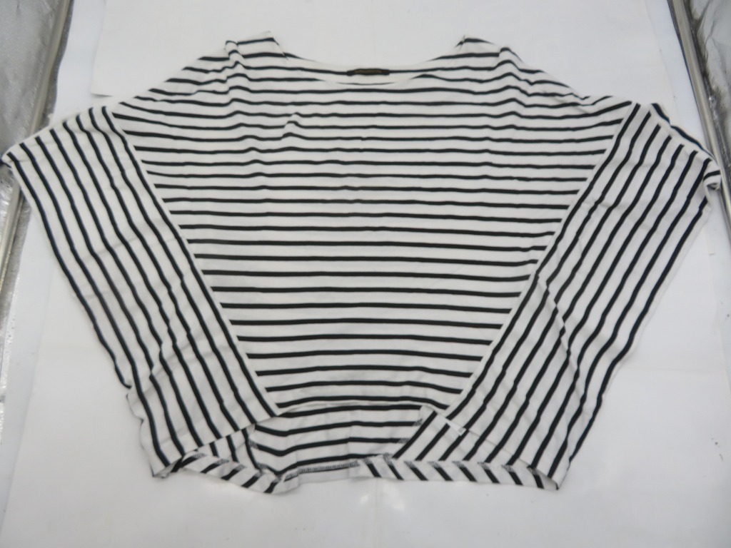 JM422★ドロップショルダー BARNYAEDSTORM レディース 縞々 ホワイト ブラック 古着拍卖