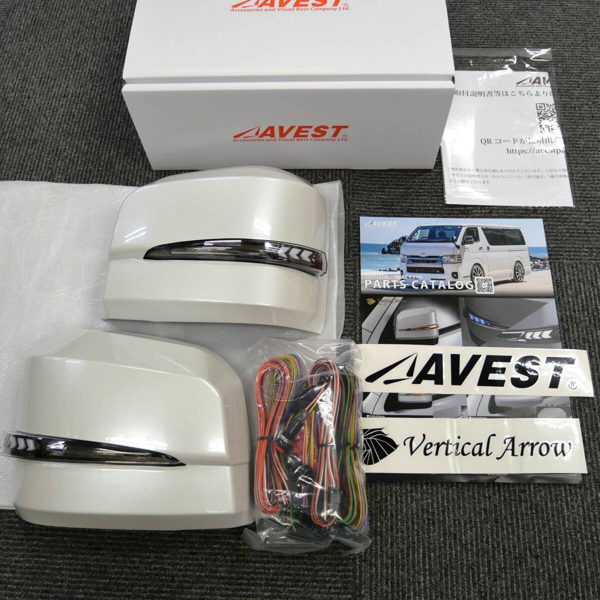 専用黒箱無し 6-8型 現行ハイエース200系 スーパーGL用 LEDドアミラー 流れるウィンカー付カバー 070 左右 AVEST アベスト NEWタイプ未使用拍卖