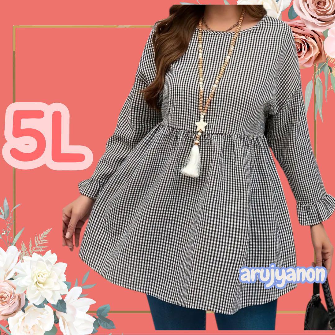 F⑲大きいサイズ ワンピース チュニック 5L ブラウス トップス シャツ 5拍卖