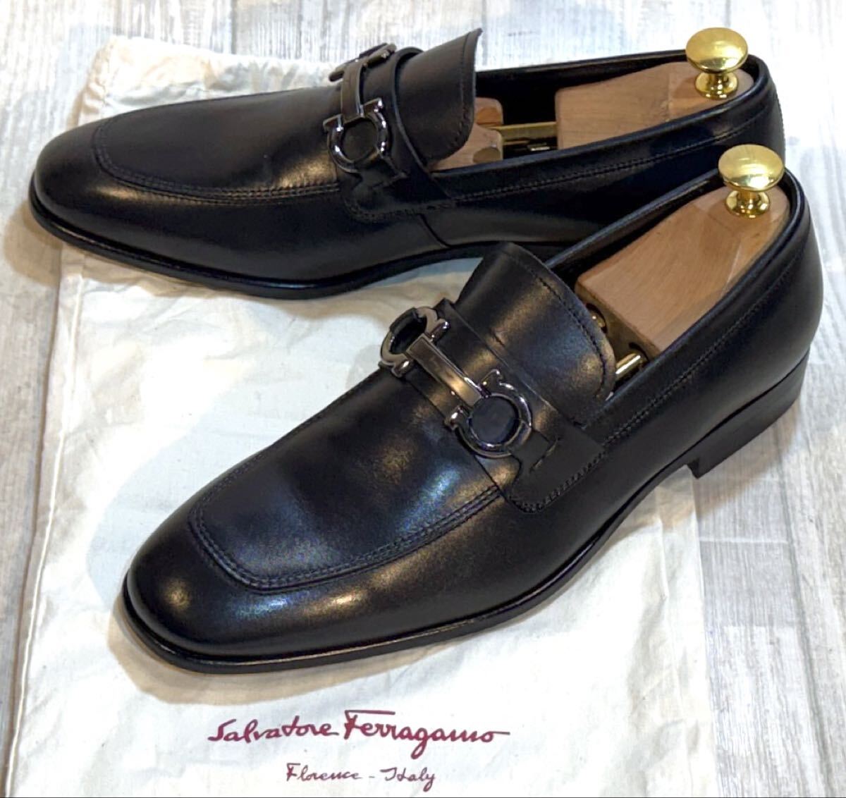 【未使用】Salvatore Ferragamo フェラガモ◆24cm 5.5 EE◆モカシン ビットローファー 革靴 ビジネスシューズ ドレスシューズ ITALY製 黒拍卖