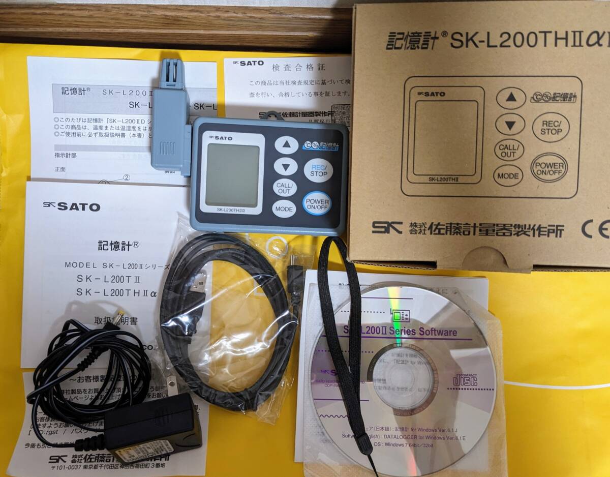 SATO温湿度用データロガー SK-L200THIIαD+センサSK-LTH2α-1+ACアダプタ+USB cable+software CD+取説+箱拍卖