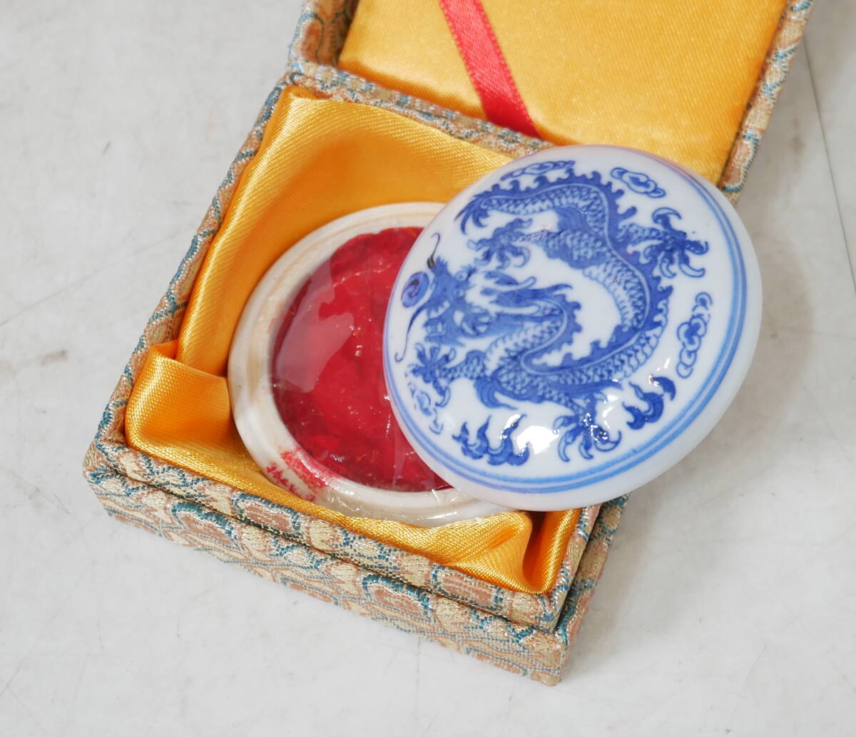 ▲(R709-F30) 中国道具 書道具 乾隆年製 印泥 朱肉入れ拍卖