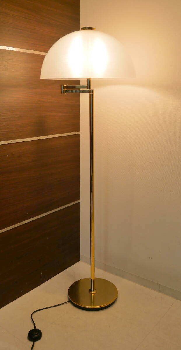 引取歓迎 東大阪(R611-H175)動作品 白熱灯照明器具 キノコ型ランプ 半円形 スタンドライト フロアランプ フットスイッチ付 照明 インテリア拍卖