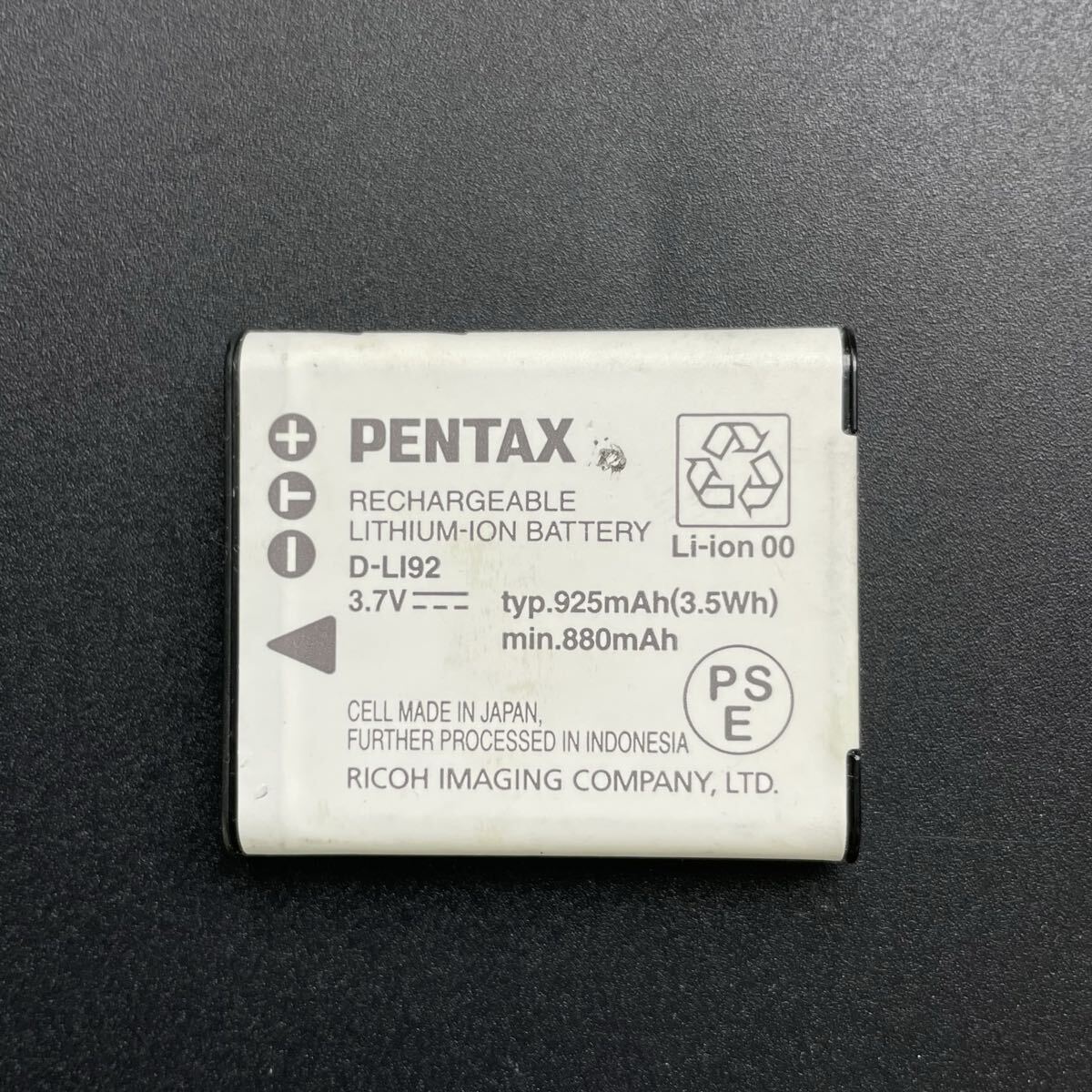 【動作確認済】送料無料 返金保証 中古 PENTAX ペンタックス 純正 バッテリー D-LI92 LI 50B可 満充電後計測拍卖