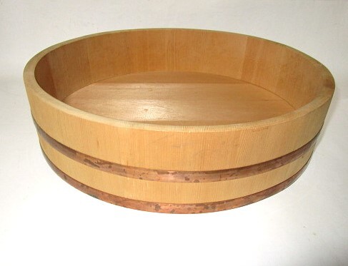 稀少 美品★寿司桶 木曽椹(さわら) 柾目材 天然木さわら 飯台 飯切 おひつ 御櫃 銅タガ 3~4合 直径35.6cm★散らし寿司 拍卖