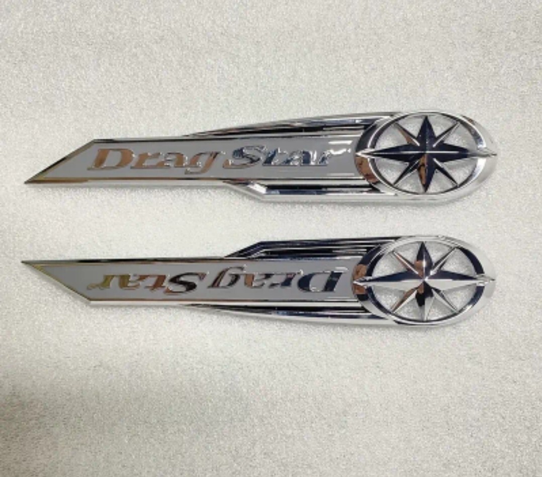 【送料無料!!】Dragstar クロームエンブレム 左右セット ドラックスター250 ヤマハ YAMAHA拍卖