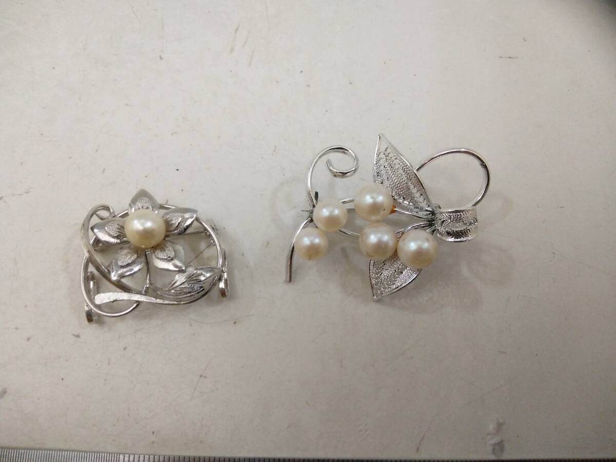 1105-0014 中古★本真珠 パール SILVER シルバー ブローチ アクセサリー拍卖