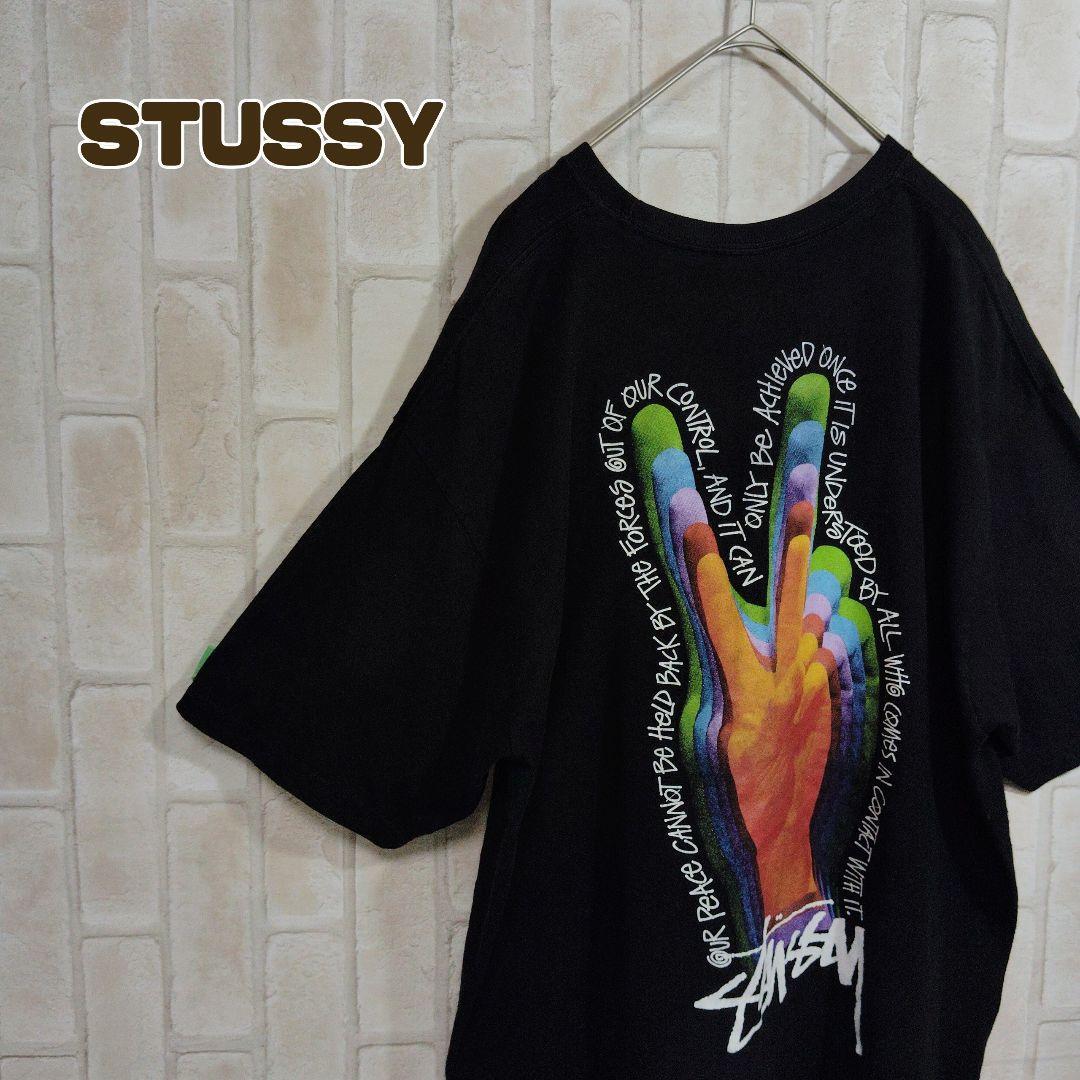STUSSY Tシャツ 半袖 ピース バック ロゴ拍卖