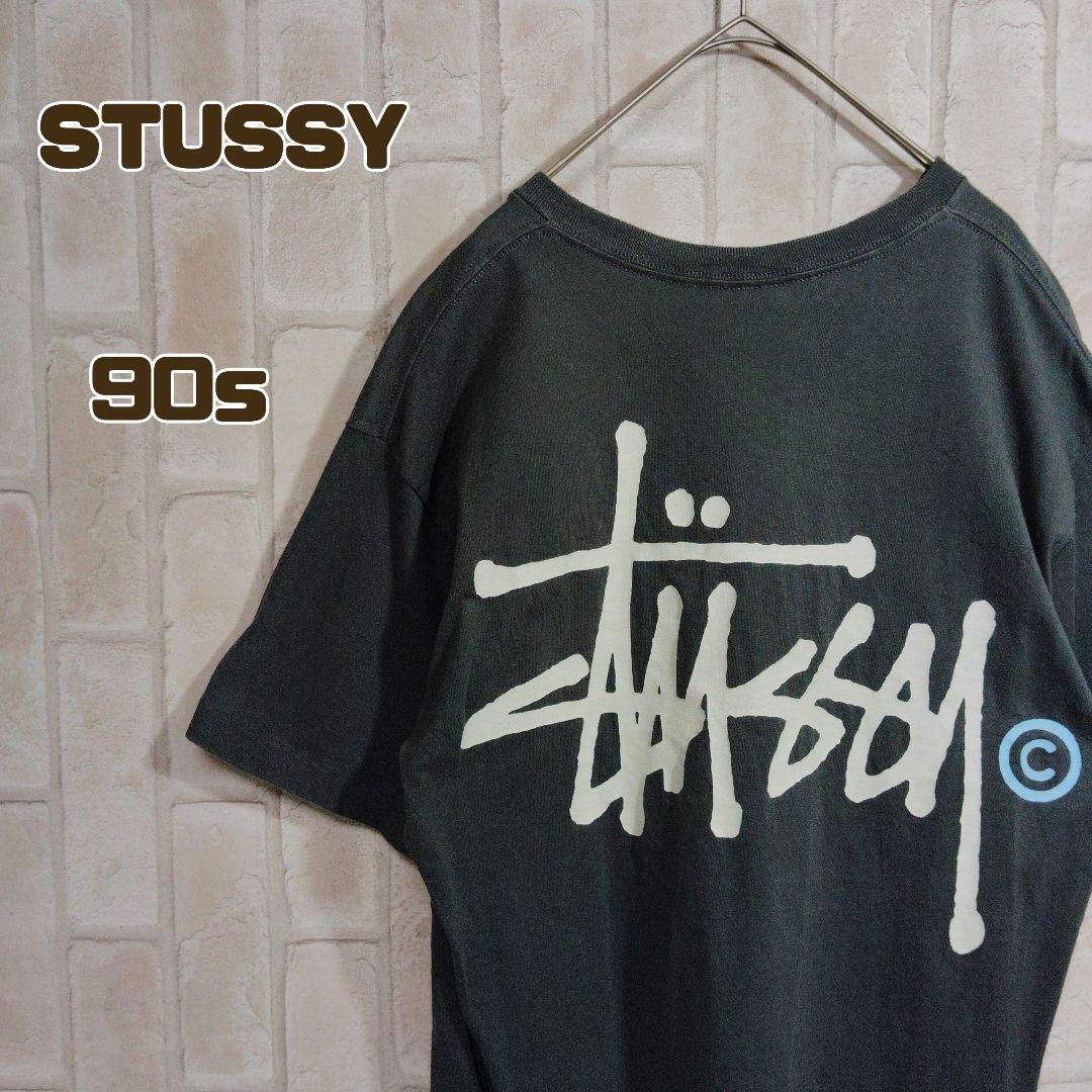 STUSSY 90s Tシャツ 半袖 グレー ショーンロゴ拍卖