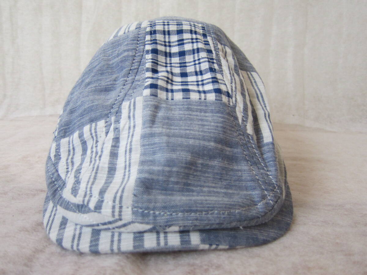 Hush Puppies(ハッシュパピー) ハンチング 青水パッチワーク柄 薄手生地コットン 57~59㎝ ※送料185円 ok2509B拍卖
