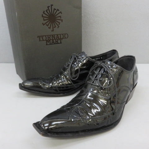 YSS6183★TORNARD MART/トルネードマート 革靴 レザーシューズ ドレスシューズ ウイングチップ エナメル ブラック Sサイズ 9/4★A拍卖