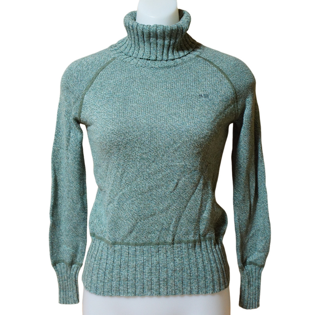 †POLOJEANS ポロジーンズ インパクト21時代 MIXニット タートルネック/S†グリーン系 拍卖