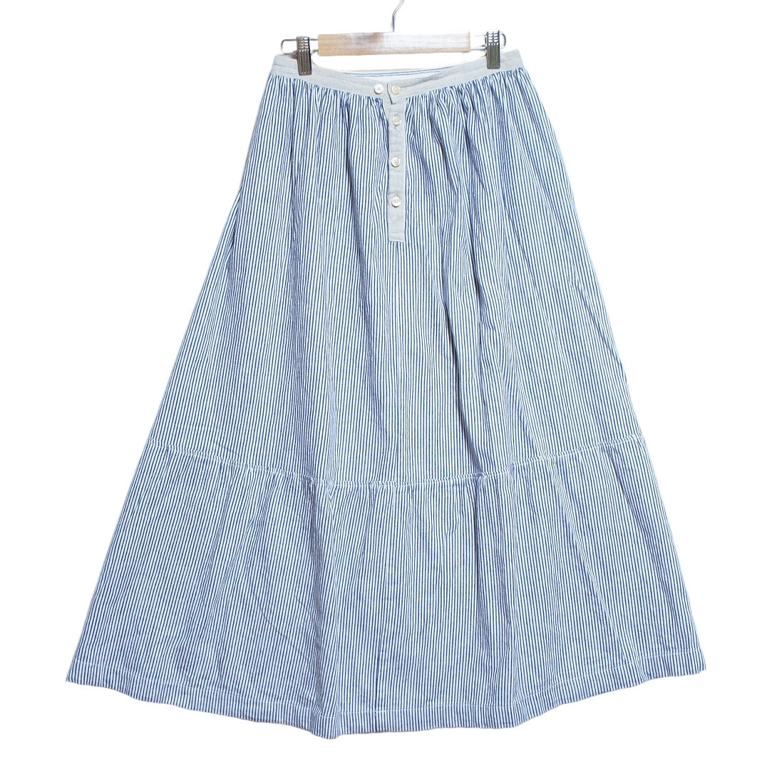 †Hug O War ハグオーワー リネン混ストライプスカート/M相当†ミモレ丈拍卖