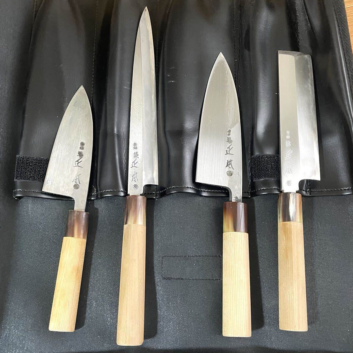 美品★築地正本 和包丁4本セット★出刃包丁 柳刃包丁 刺身包丁 調理器具 小出刃包丁 調理師学校 富岡順子料理教室 ナイフ拍卖