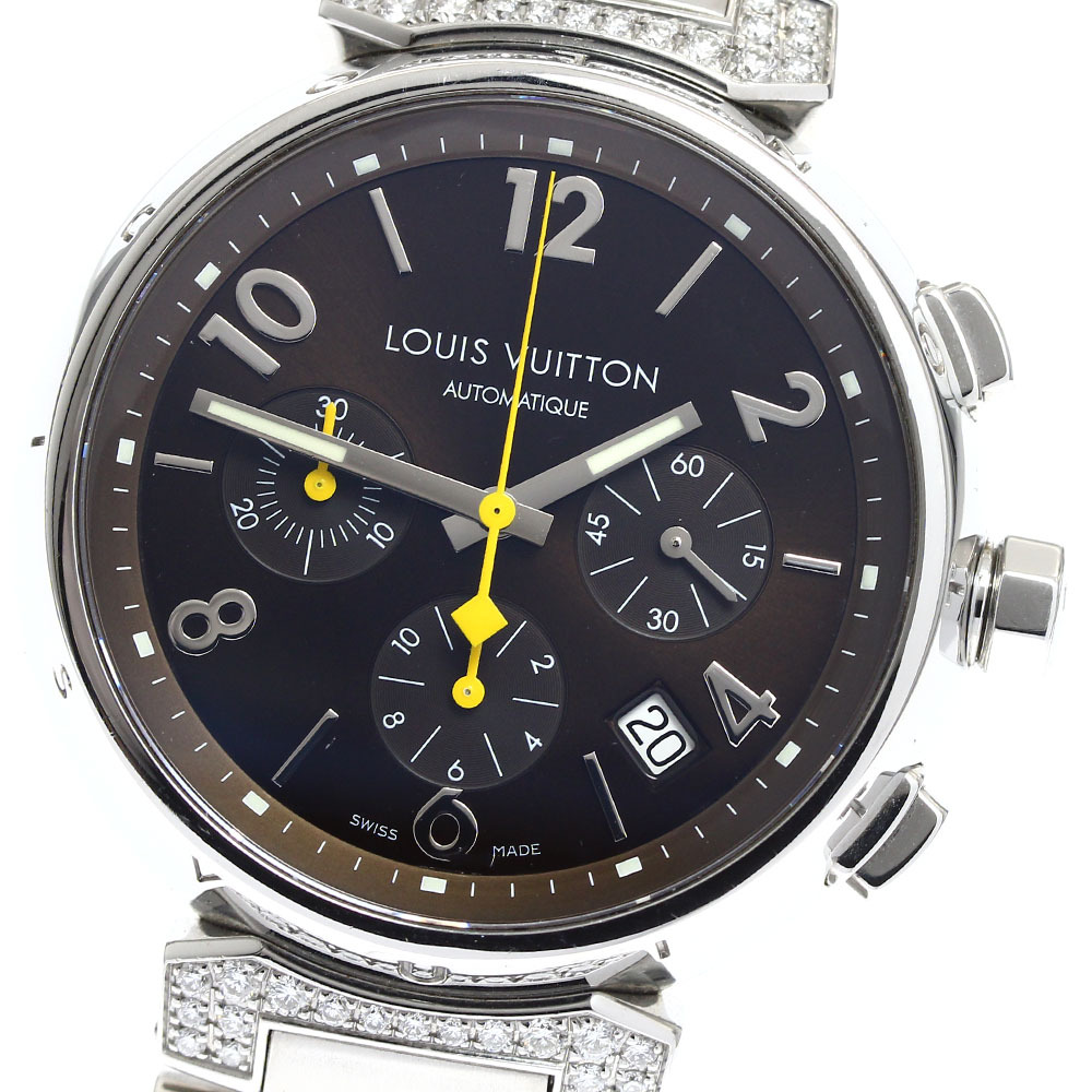 ルイ・ヴィトン LOUIS VUITTON Q112G タンブール クロノグラフ ラグダイヤ 自動巻き メンズ 箱・保証書付き_910766【ev15】拍卖
