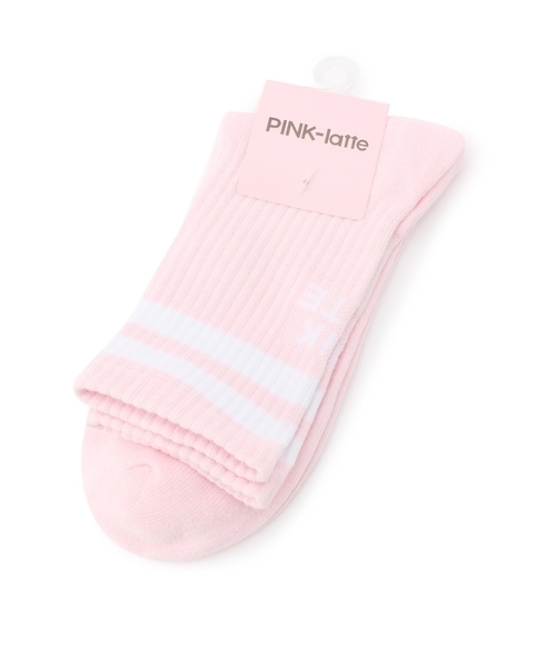 新品 PINK-latte ライン入りショートソックス 22-24cm ベビーピンク 1足 定価540円 1足の出品になります。拍卖