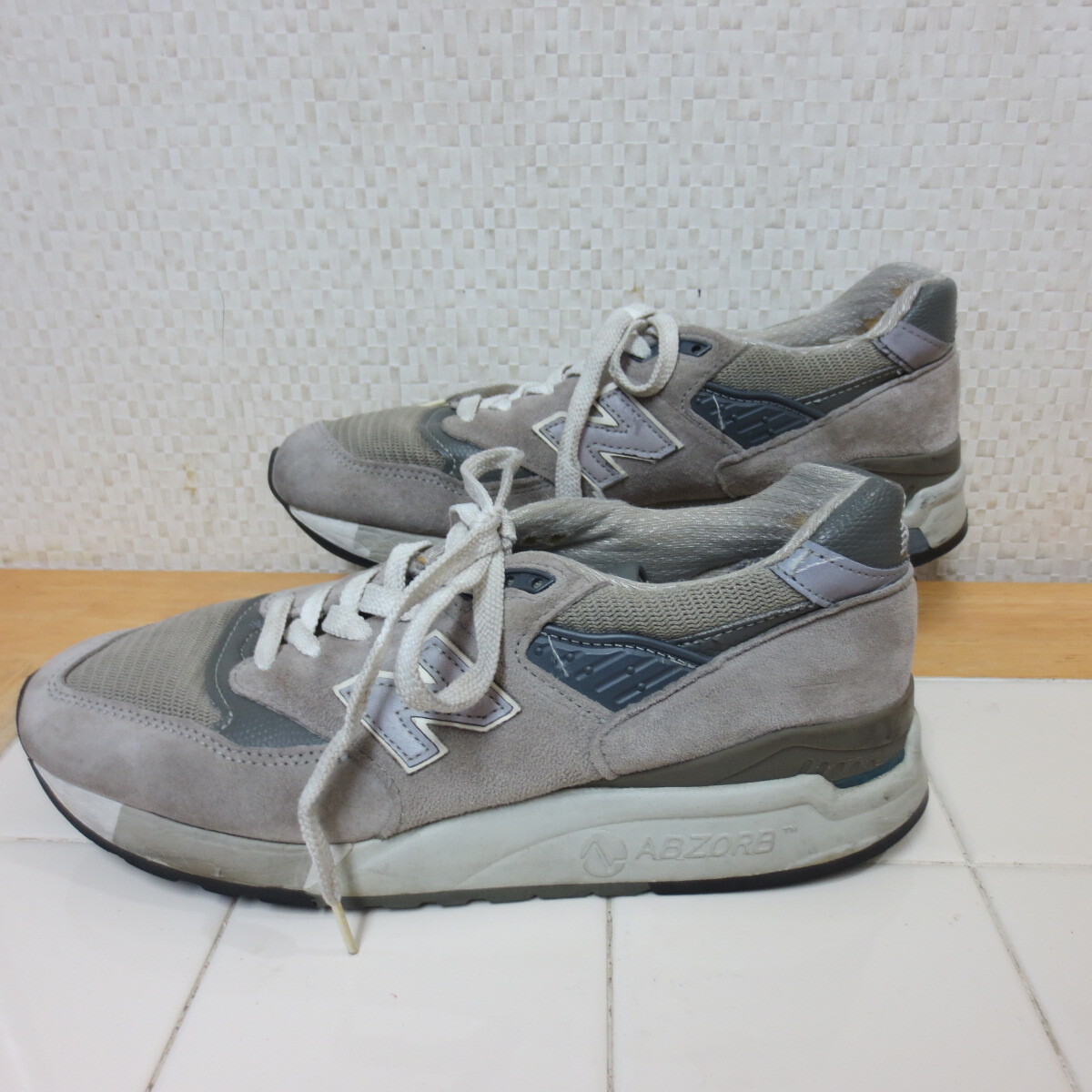難有り(かかと破れ) ニューバランス U998GR アメリカ製 グレー 25.5cm スニーカー Made in USA 998 k9/14 佐川送料700円拍卖