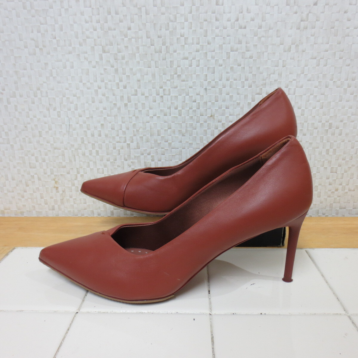 着用少 マックスマーラ イタリア製 ブラウン 23.5cm 本革 パンプス MaxMara レタパ送料600円 k9/14拍卖