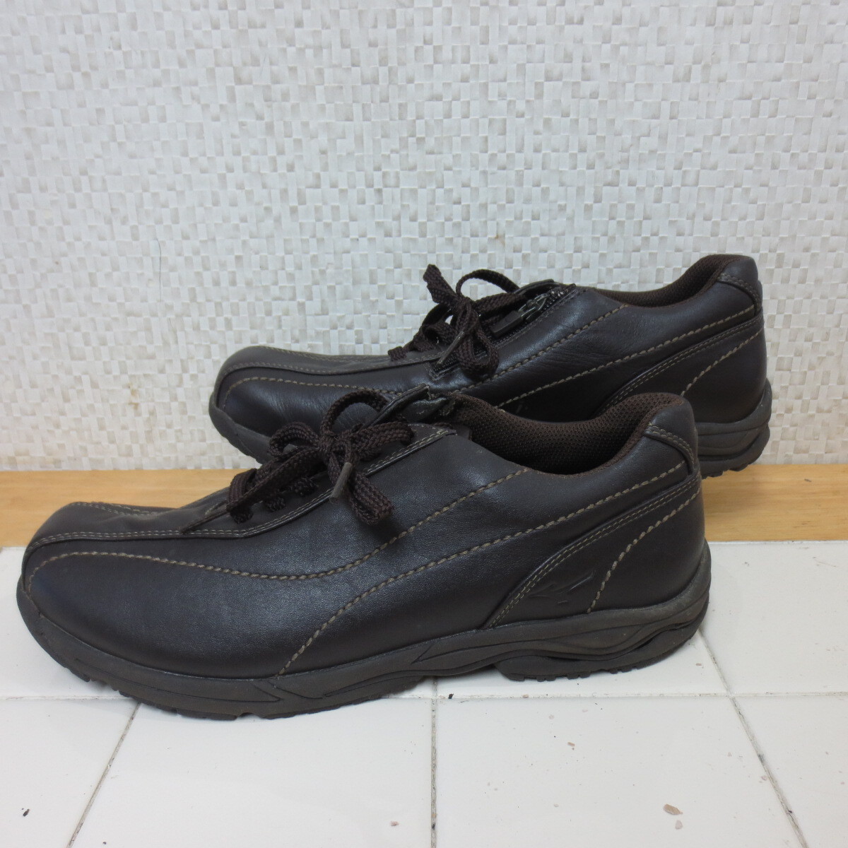 ミズノ 5KF-04058 ダークブラウン 茶 25cm レザー ウォーキングシューズ MIZUNO 佐川送料700円 k9/29拍卖