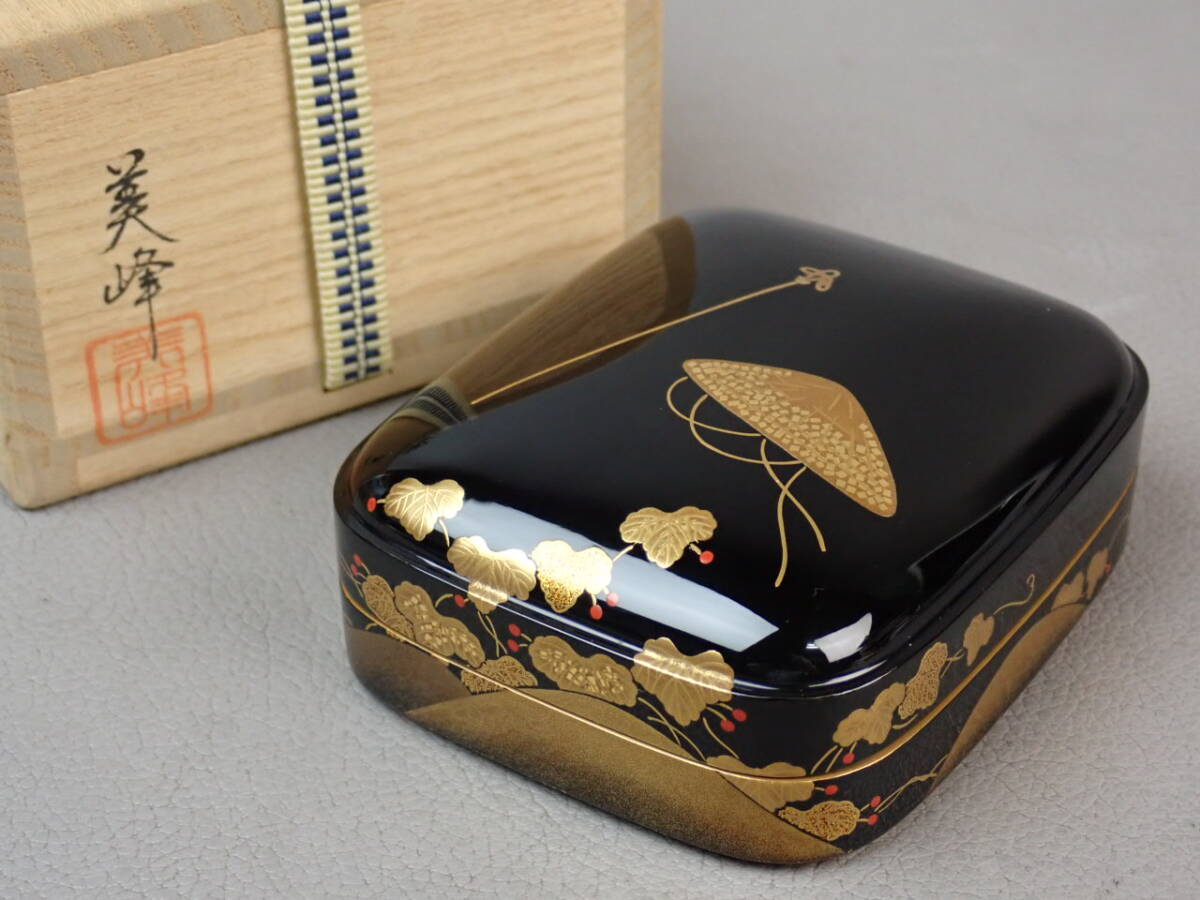 【骨董・茶道具】★輪島塗 奥野美峰★★編笠蔦文香合 柳生笠 gp099ul拍卖