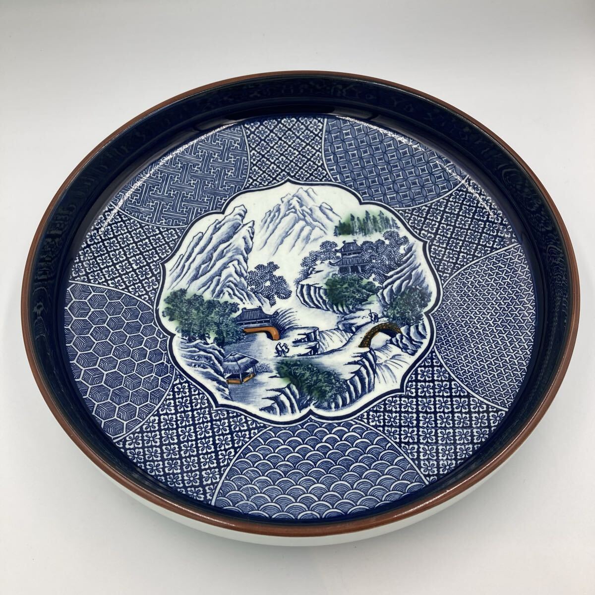 【5517】有田焼 朝明窯 清峰作 大皿 食器 1円~拍卖