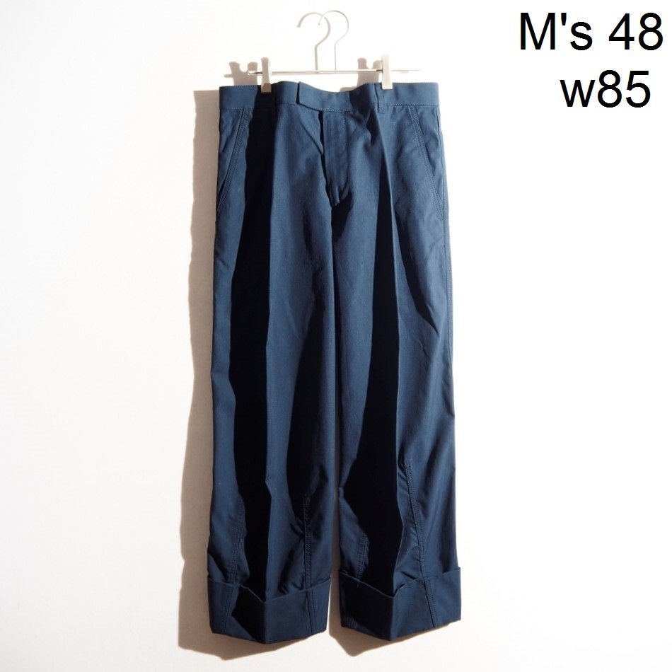 R2154P ▼BOTTEGA VENETA ボッテガヴェネタ▼ コットン ロールアップ ワイドパンツ ネイビー 48 / 737196 コットンパンツ 春~秋 rb mks拍卖