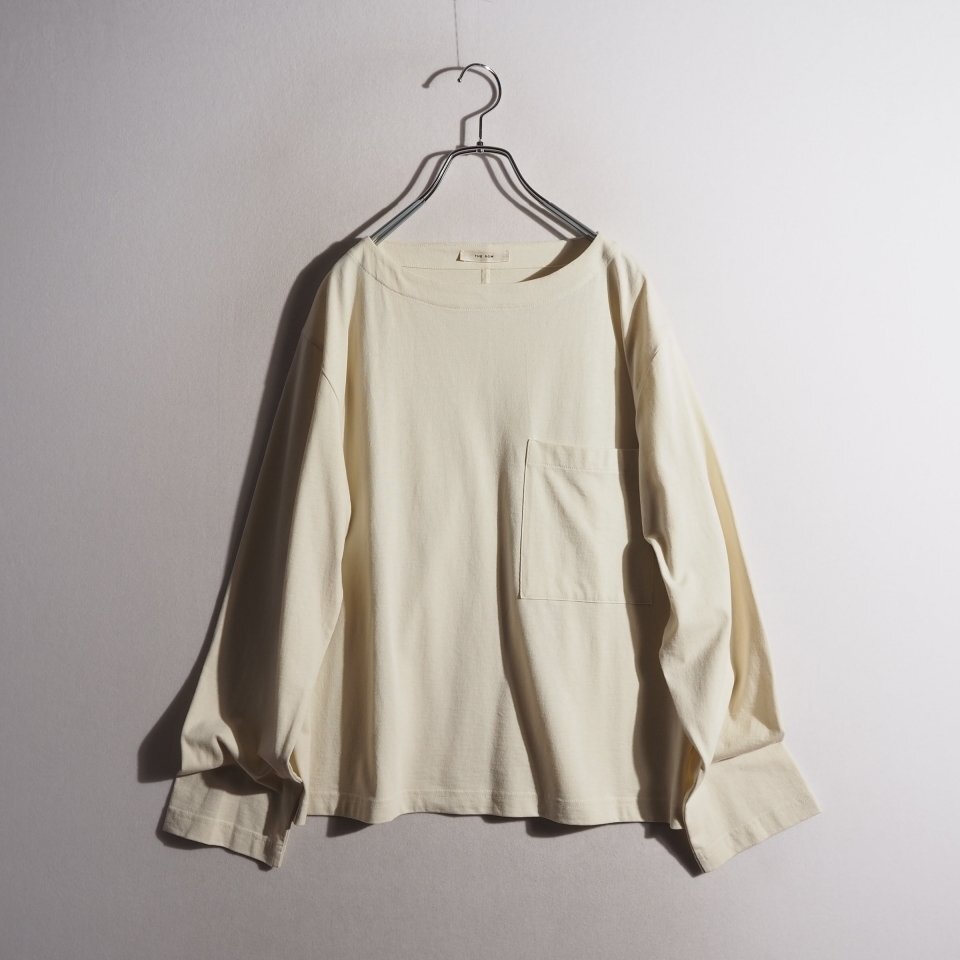 R1094P ▼THE ROW ザロウ▼ ポケット付き ロングスリーブ Tシャツ ナチュラル XS / オーバーサイズ 長袖 カットソー 春~秋 rb mks拍卖