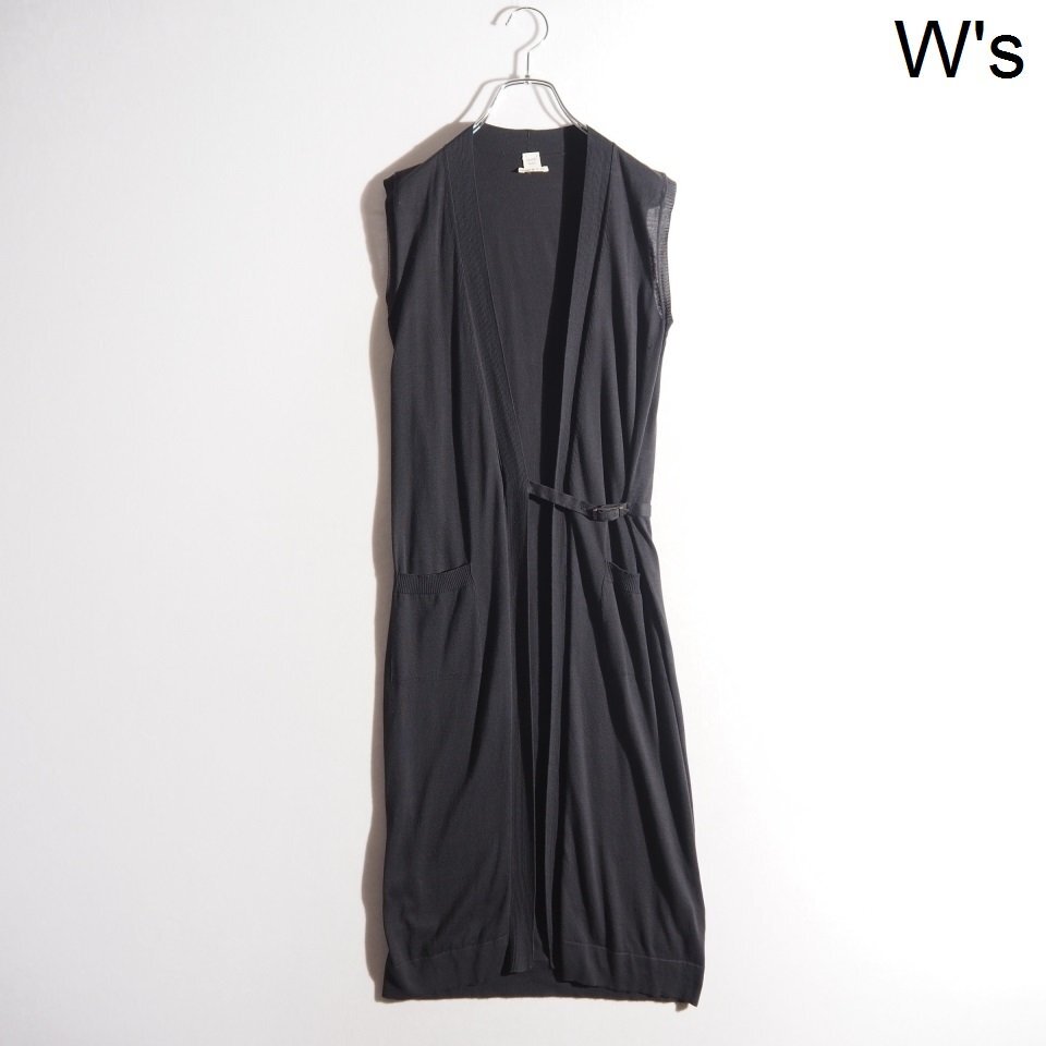 M3586P ▼HERMES エルメス▼ ゴルチェ期 ハイゲージコットンニット ロングジレ ブラック 34 / ロングニットカーディガン 春夏 rb mks拍卖