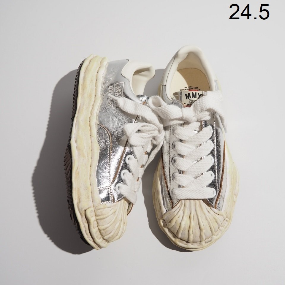C4347P ▼Maison MIHARA YASUHIRO ミハラヤスヒロ▼25SS BLAKEY OG Sole Wrinkled Leather Low-top Sneaker スニーカー シルバー 24.5cm rb拍卖