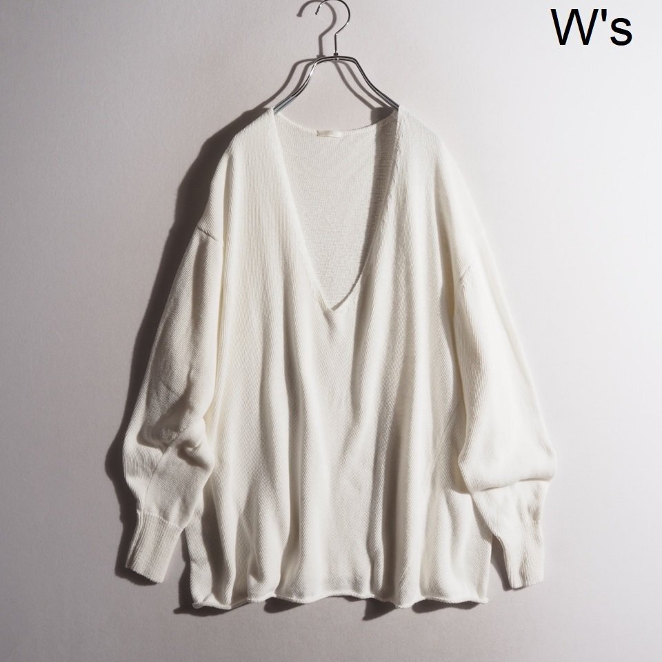 R1887f14 ▼COMOLI コモリ▼ 25SS 7G Vネックニット ホワイト 3 レディース / B01-L6010 V-NECK KNIT コットンニット 白 春夏 rb拍卖