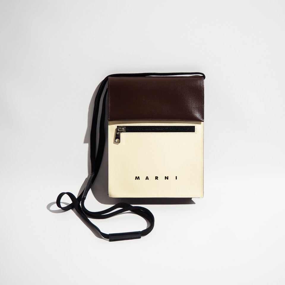 K2313P ▼MARNI マルニ▼ 21AW TRIBECA トライベカ ショルダーバッグ ブラウン アイボリー / ポリウレタン メンズ レディース rb拍卖