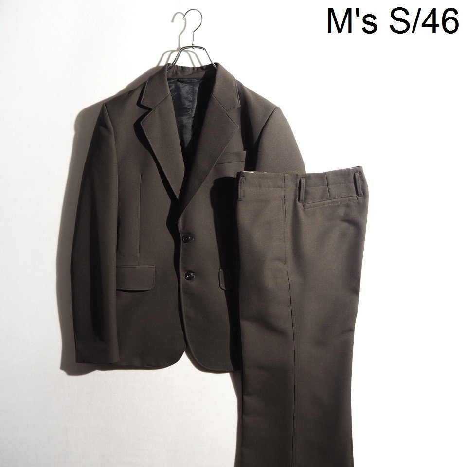 R0519P ▼LEMAIRE ルメール▼ ポリエステルウールギャバ テーラードジャケット ワイドパンツ セットアップ カーキ S/46 秋~春 rb mks拍卖