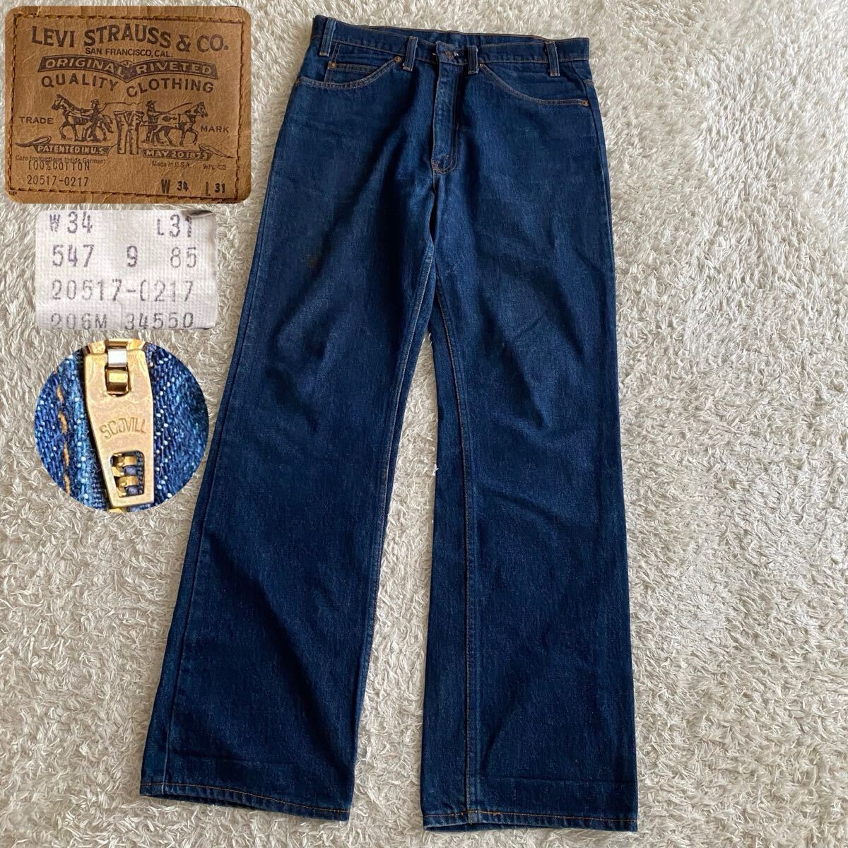 美品/80s/W34 リーバイス 20517-0217 USA製 アメリカ製 SCOVILL スコービル ブーツカット フレアデニム サドルマン 66後期 ハチマル拍卖