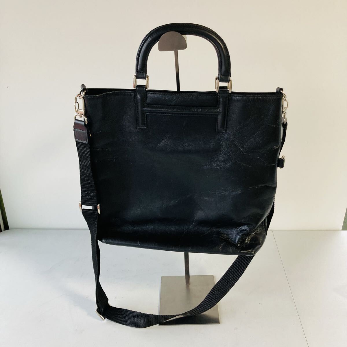 1円スタート!hamano ショルダーバッグ 2way ブラック ハンドバッグ 拍卖