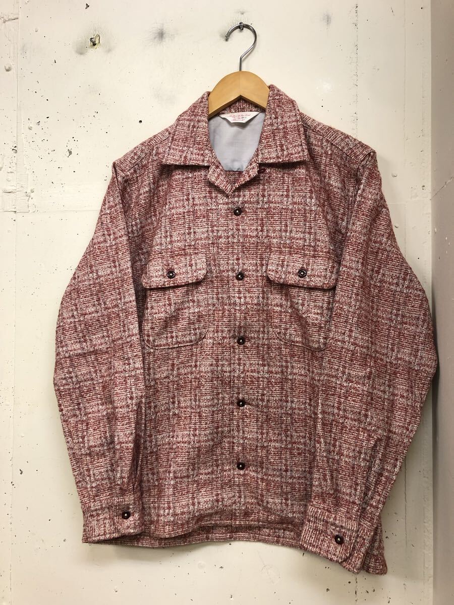 ANDFAMILYS アンドファミリー オープンカラー ボックス型 長袖ネルシャツ 38 M ピンク ダブルポケット拍卖