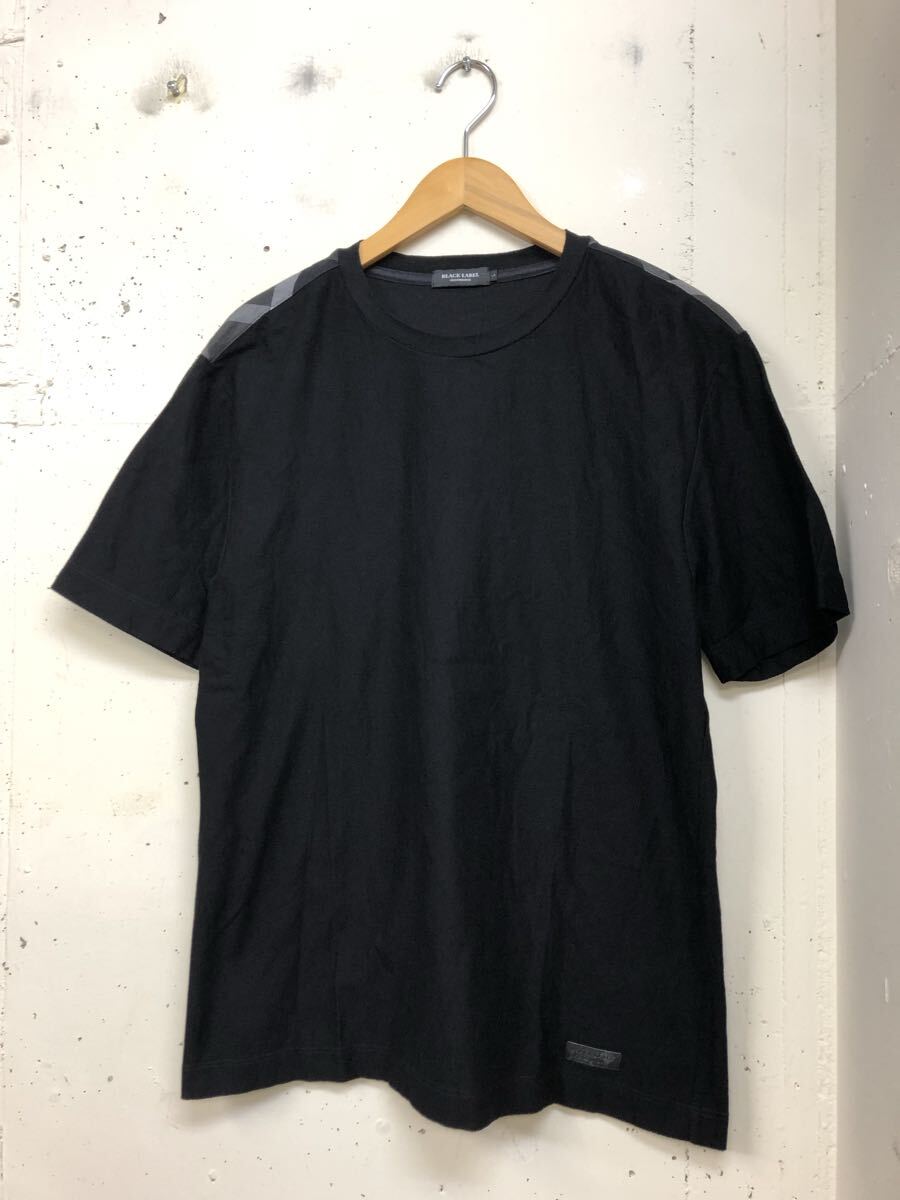 美品 black label crestbridge ショルダーチェックライン 半袖tシャツ 黒 L 拍卖
