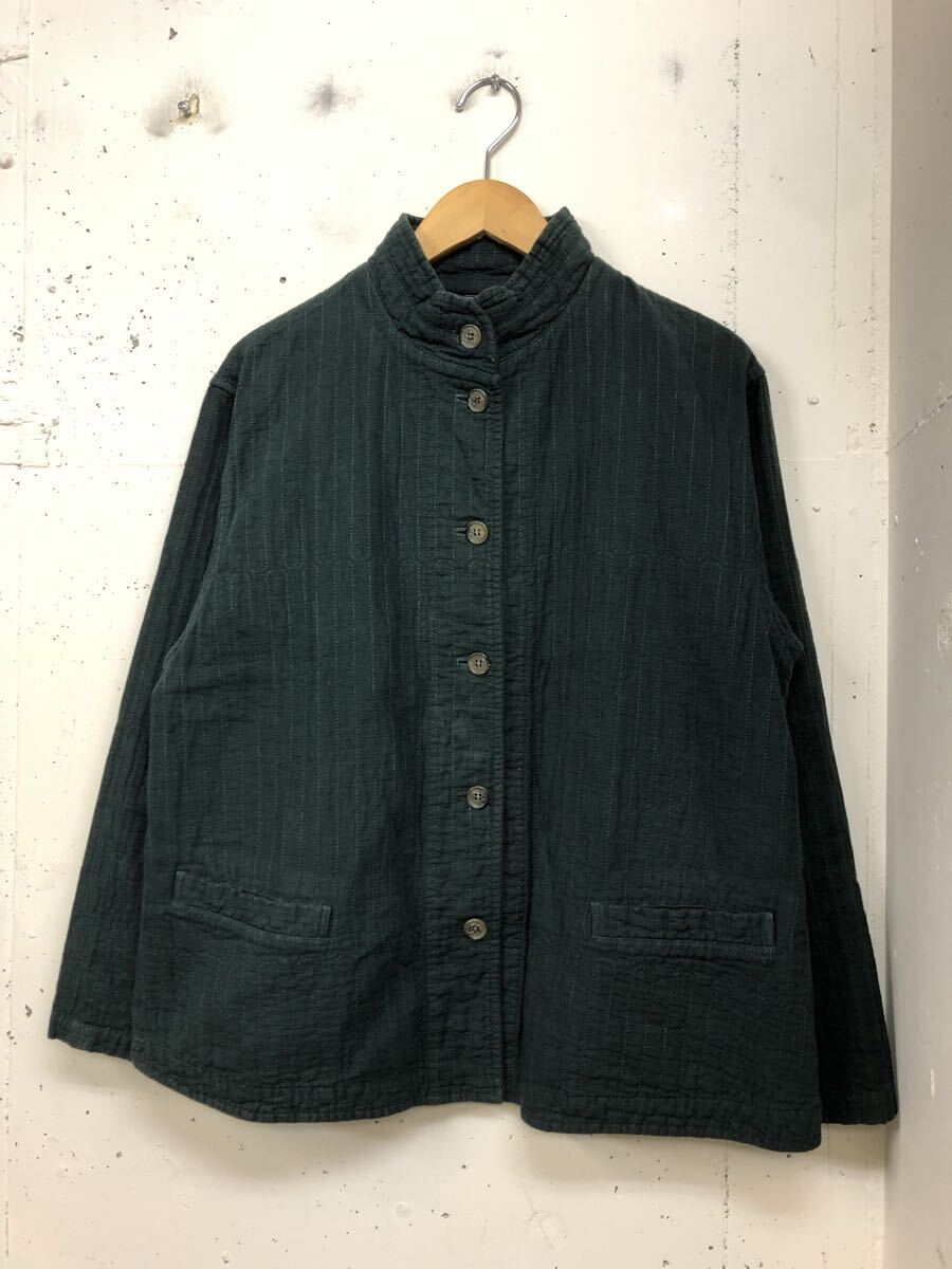 YACCOMARICARDヤッコマリカルド ステッチワーク 刺繍 スタンドカラー ジャケット レディース2 緑拍卖